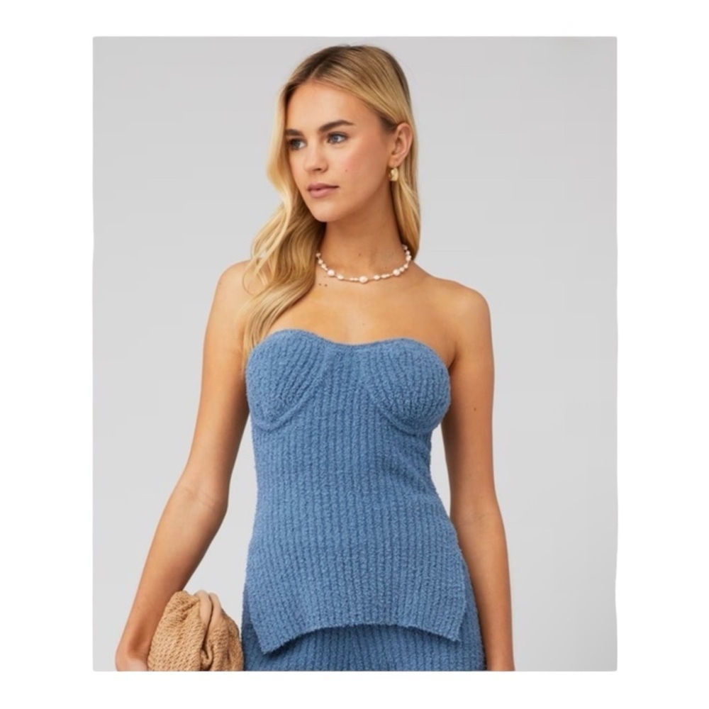 4Th & Reckless - Liria knit soft corset in slate blue NWT